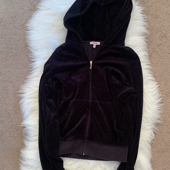 Juicy Couture Black suede Sweater Zip Up - Picture 2 of 4